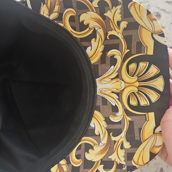 Fendi Silk Cap in Gold and Brown main image 4